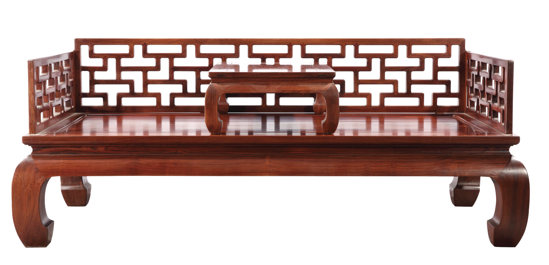 三屏風(fēng)曲尺羅漢床加鼓腿彭牙炕桌